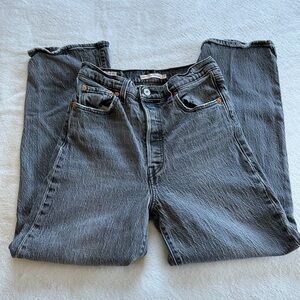 Levi's Premium Ribcage Straight Ankle Women's High Rise Charcoal Jeans